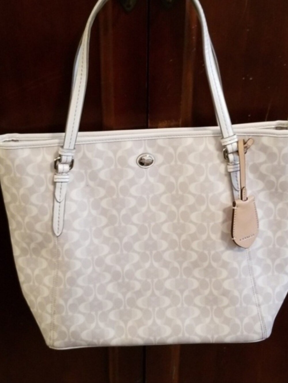 Coach Zip Top Tote In Signature Canvas Cream